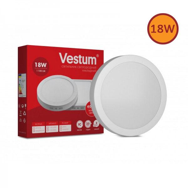 Світильник LED накладний круглий світлодіодний Vestum 18W 4000K 220V