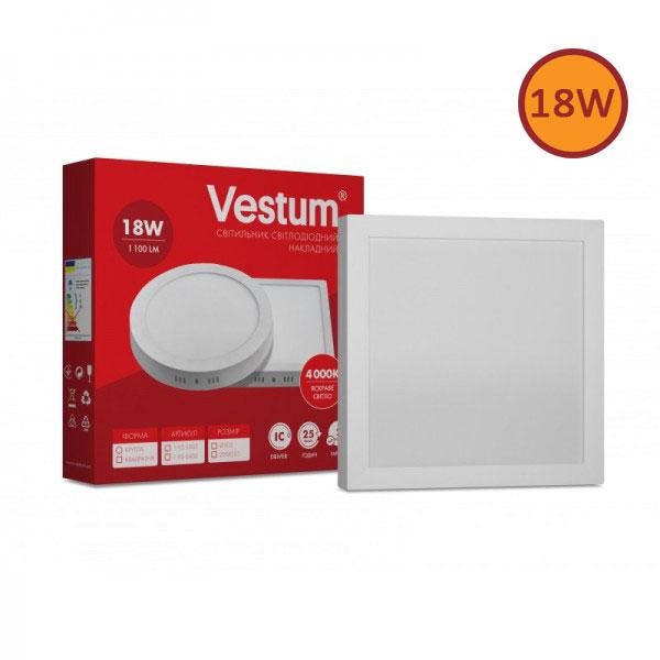 Світильник LED накладний квадратний світлодіодний Vestum 18W 4000K 220V