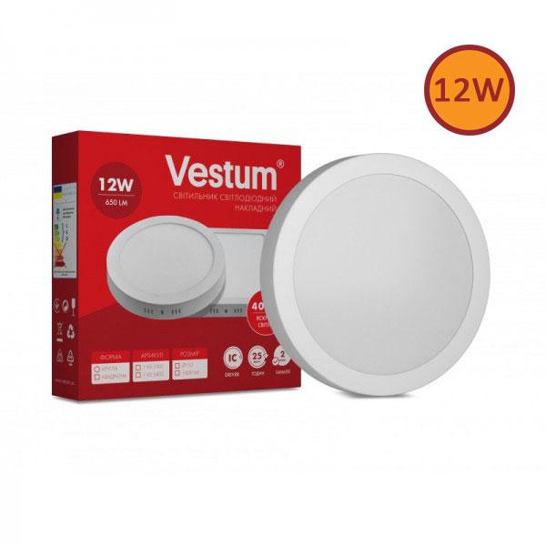Світильник LED накладний круглий світлодіодний Vestum 12W 4000K 220V