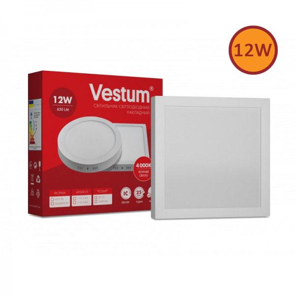 Світильник LED накладний квадратний світлодіодний Vestum 12W 4000K 220V