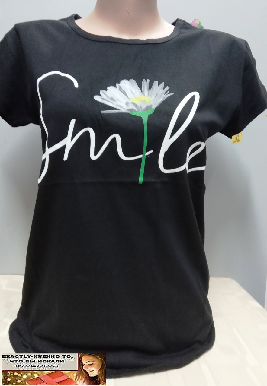 Футболка Подросток Турция на 15-16, 17-18 Лет Цветок Черная — Купить ...
