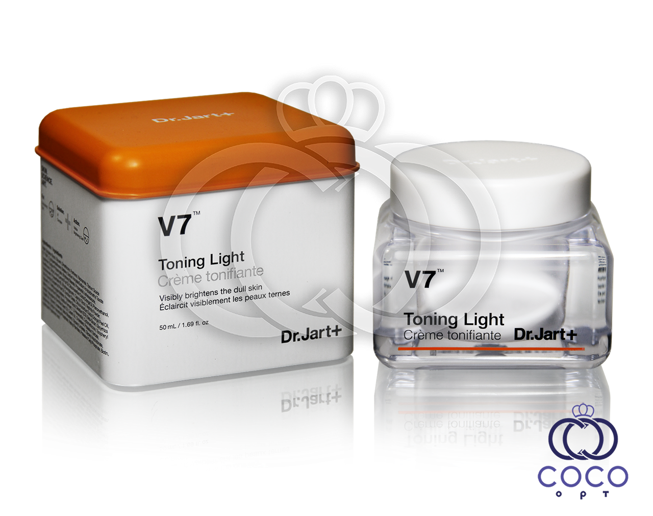 Тонізуючий крем для обличчя з вітамінним комплексом Dr.Jart+ V7™ Toning Light квадратна банку