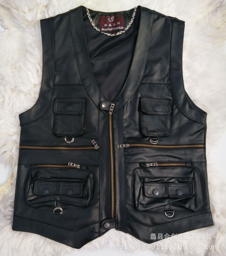 Жилет GENUINE LEATHER для байкерів і рокерів 03197