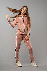 Дитячий велюровий Турецький спортивний костюм для дівчинки Nikole Рожевий Туреччина весною осінь літо