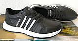 Кросівки чоловічі шкіряні чорні з трьома білими смужками adidas для прогулянок і спорту 44, фото 5