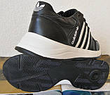 Кросівки чоловічі шкіряні чорні з трьома білими смужками adidas для прогулянок і спорту 44, фото 9