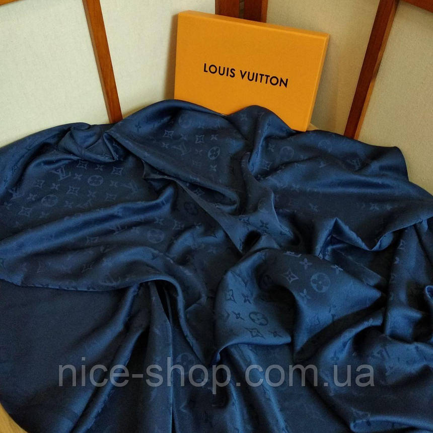 Хустка Louis Vuitton шовкова, темно-синього кольору, фото 1