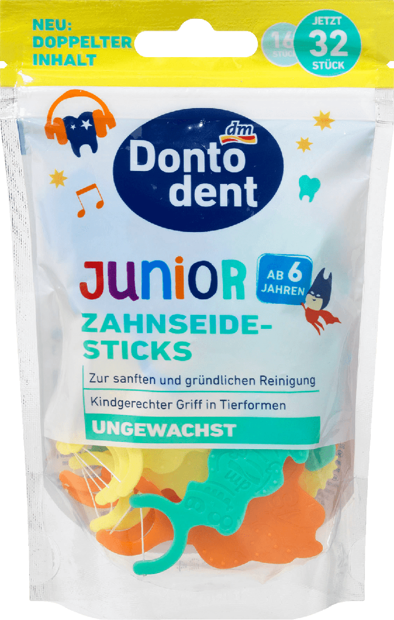 Дитячі зубочистки - флостик з зубною ниткою Dontodent Junior, 32 шт