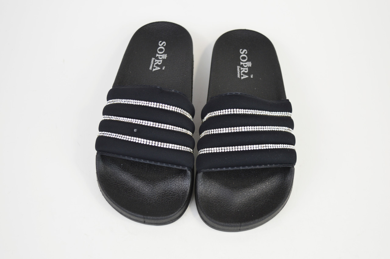 Шльопанці жіночі Sopra WS06 Чорні велюр-стрази 38 розмір