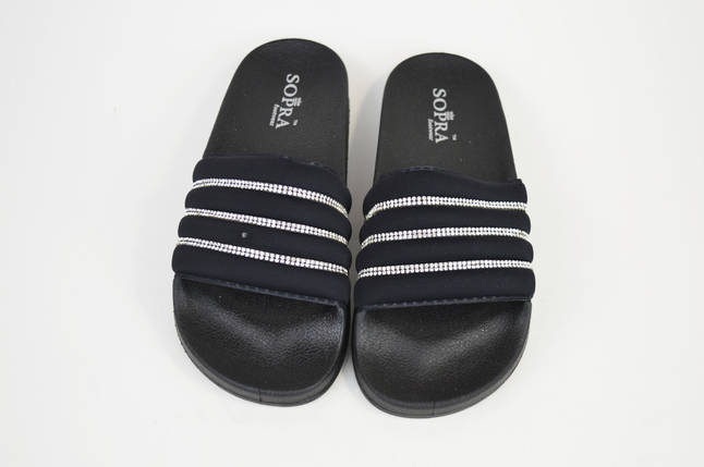 Шльопанці жіночі Sopra WS06 Чорні велюр-стрази 38 розмір, фото 1