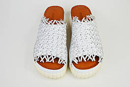 Шльопанці на платформі Evromoda 1825 Білі шкіра