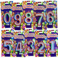 Свічки для торта ЦИФРИ кольорові ВЕСЕЛКА