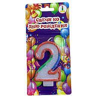 Свічки для торта ЦИФРИ кольорові ВЕСЕЛКА 2