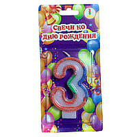 Свічки для торта ЦИФРИ кольорові ВЕСЕЛКА 3