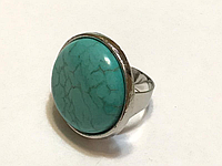 Кольцо с натуральным камнем Бирюза (им. из говлита) безразмерное