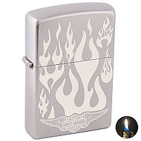 Зажигалка Zippo 200 Brushed Chrome серая