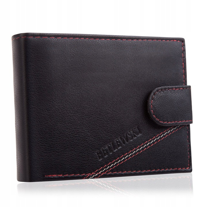 Чоловічий шкіряний гаманець Betlewski з RFID 9 х 12 х 2,5 (BPM-SZ-60) - чорний