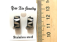 Серьги из нержавеющей стали (stainless steel) зигзаг цвет черный
