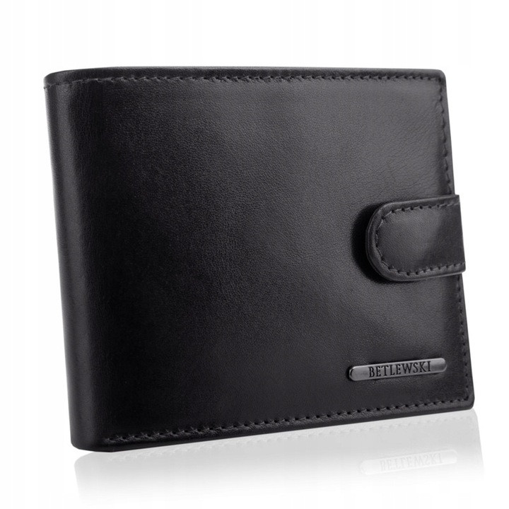 Чоловічий шкіряний гаманець Betlewski з RFID 11 х 8,8 х 2,5 (BPM-VTC-63) - чорний