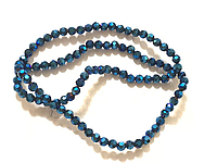 Бусины на нитке Стекло граненый шарик цвет синий металлик d=4мм (~100 бусин на нитке)
