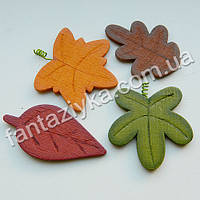 Осенние листики деревянные на липучке, набор 4 штуки