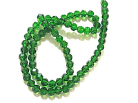 Бусины на нитке Стекло граненый шарик цвет темно-зеленый d=8мм (~72 бусины на нитке)
