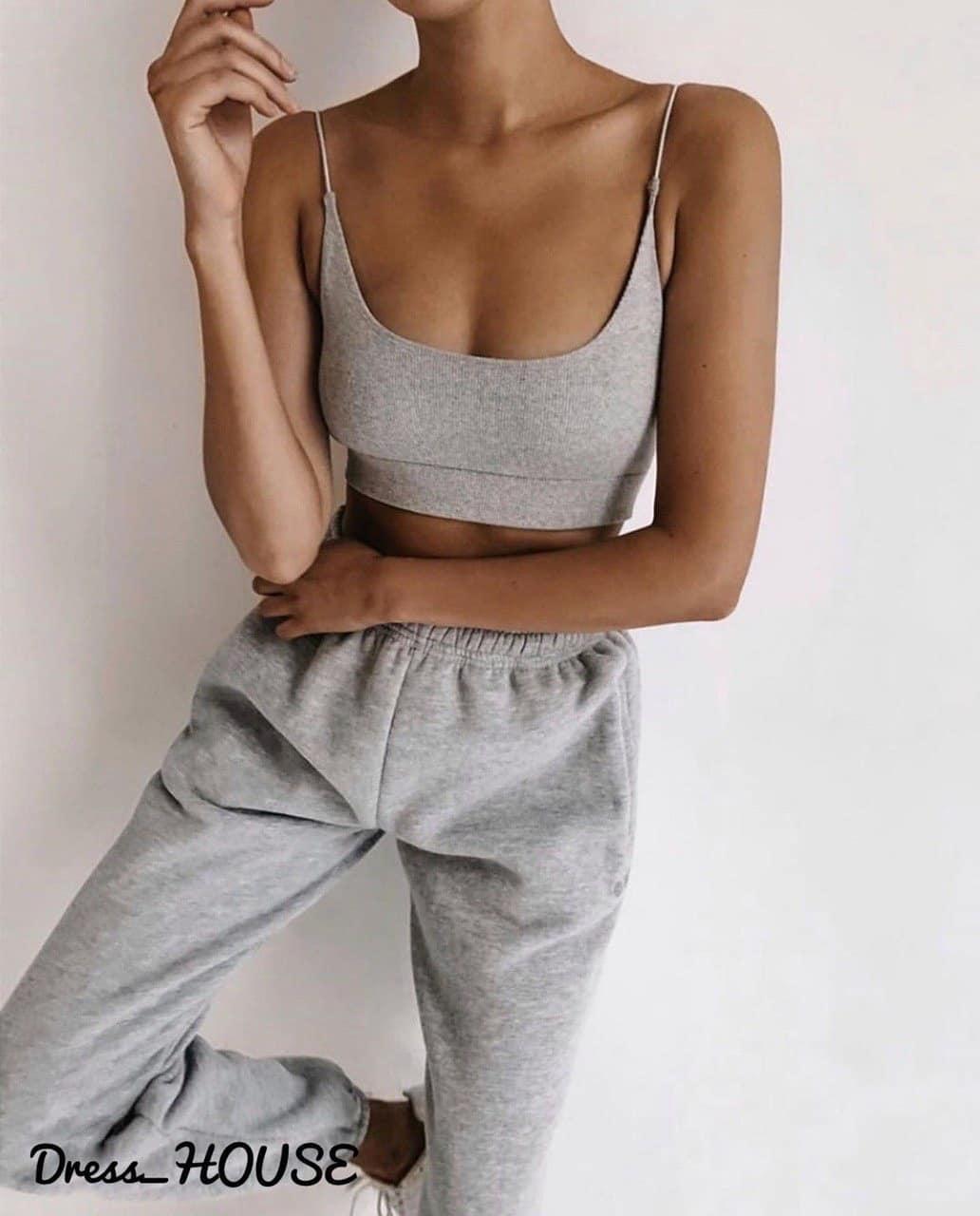 Жіночий стильний повсякденний костюм: штани та топ, фото 1