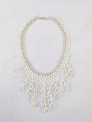 Намисто з натурального каміння "Кришталевий сніг" (біло-золоте)