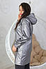 Жіноча демісезонна куртка з екошкіри з капюшоном на блискавці, фото 6