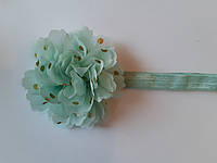 Повязка детская с цветком ментоловая - окружность 34-48см, диаметр цветка 10см