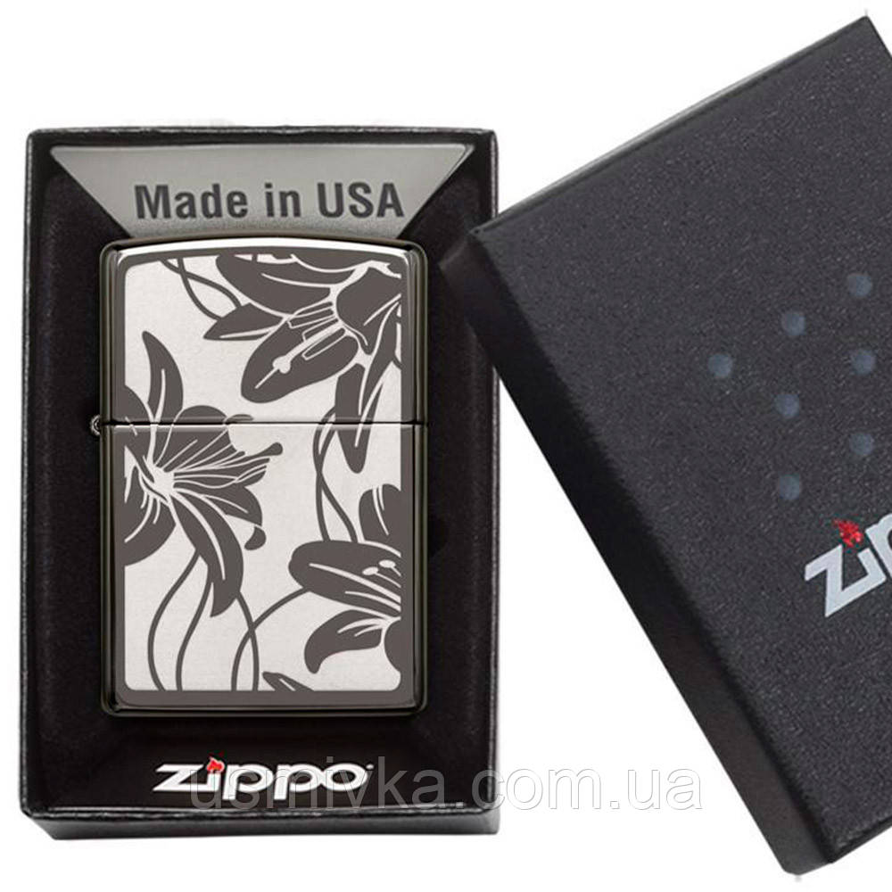 Зажигалка Zippo 29426 Lily Black Ice - фото 4 - id-p672280859