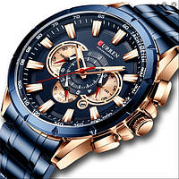 Часы CURREN 8363 Chronograph Blue Gold 47mm (Quartz).