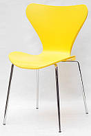 Стул Max (Макс) Metal-2 желтый 12 на хромированных ногах штабелируемый, дизайн Arne Jacobsen Series 7