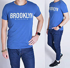 M (46/48). Якісна чоловіча футболка з написом / Узбекистан, стрейч-котон - синя