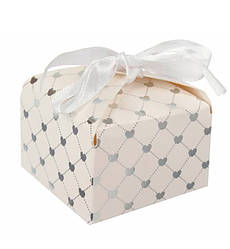 Бонбоньєрка (коробочка для цукерок) "Silver Heart", набір - 10 шт., колір - білий з сріблом