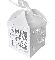 Бонбоньєрка (коробочка для цукерок) "Mr and Mrs", набір - 10шт., колір - білий