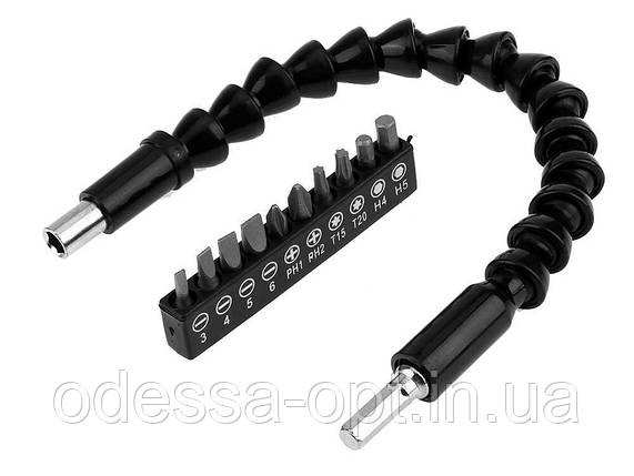 Гнучкий подовжувач з насадками\бітами для викрутки 10в1 FEXIBLE SCREW TOOL, фото 2