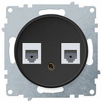 Розетка подвійна комп'ютерна RJ45 кат.5e, чорний, Florence