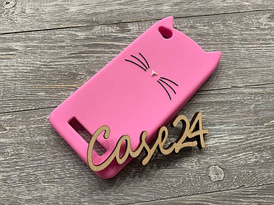 Гумовий 3D чохол для Xiaomi RedMi 4A Вусики рожевий