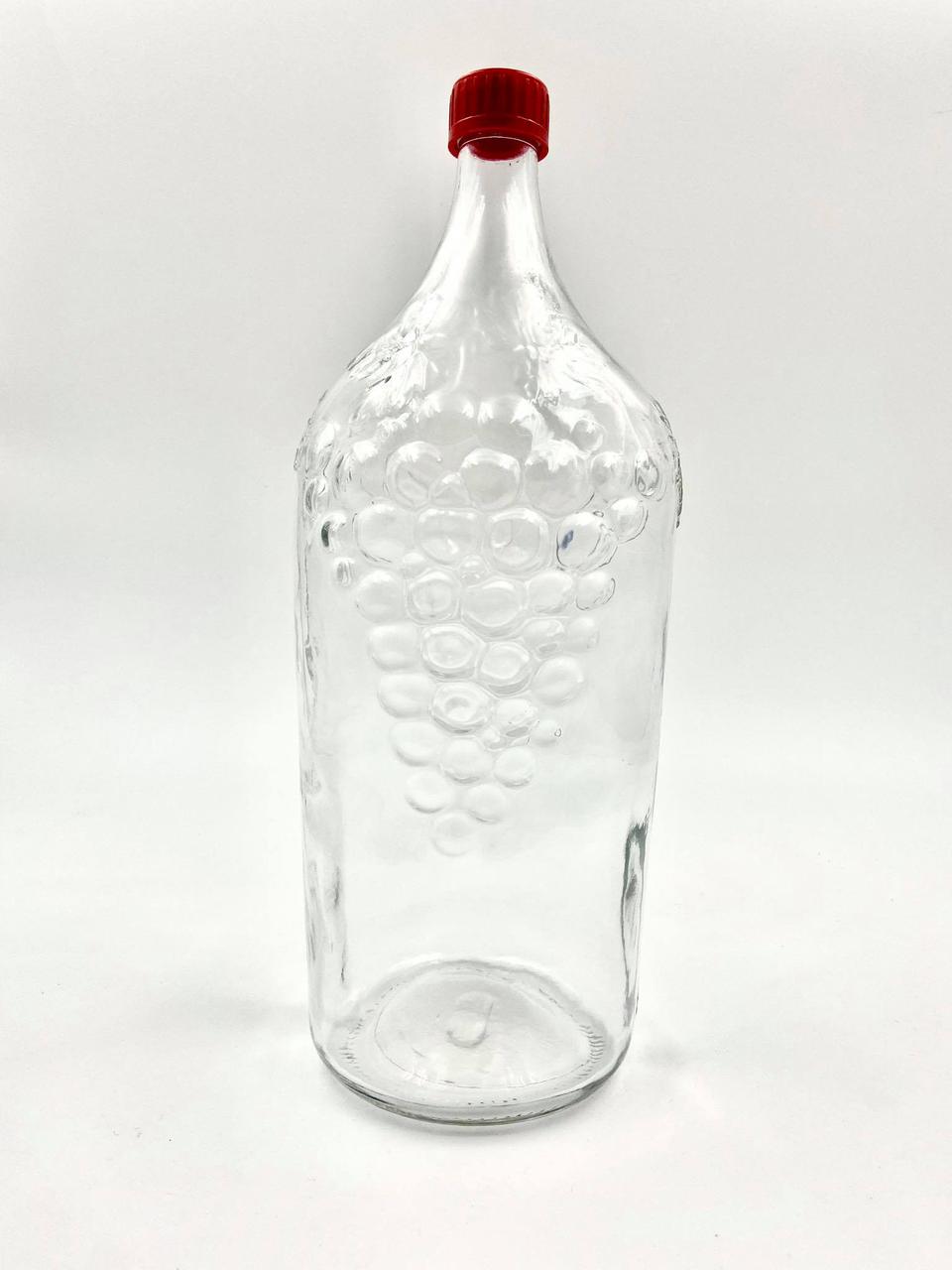 Пляшка, бутель для вина скляна "Виноград" з пл. криш 2 л, фото 1