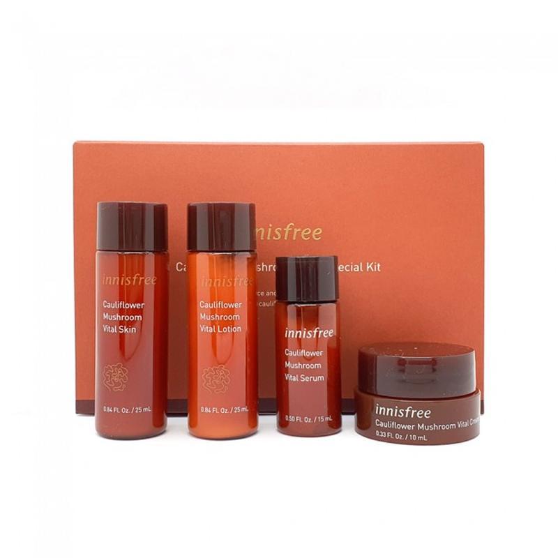 Набір мініатюр по догляду за віковою шкірою Innisfree Cauliflower Mushroom Vital Special 4 Kit (8809612879804), фото 1