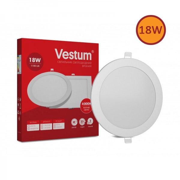 Світильник LED врізний круглий світлодіодний Vestum 18W 4000K 220V