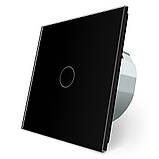 Сенсорний вимикач LIVOLO, чорний скляний, 5А 230В, без нейтралі (VL-C7FC1-2BP), фото 2