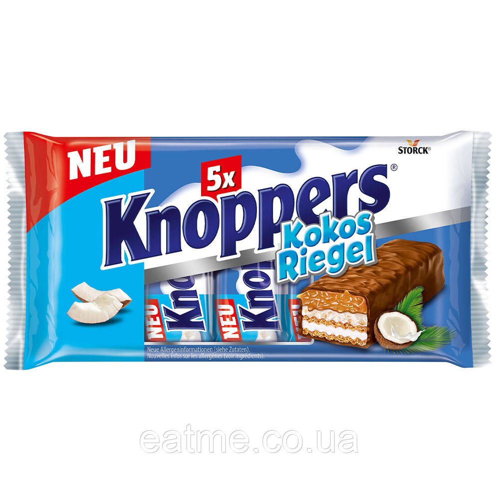 Knoppers KokosRiegel Вафельні батончики з кокосом і карамеллю 200g