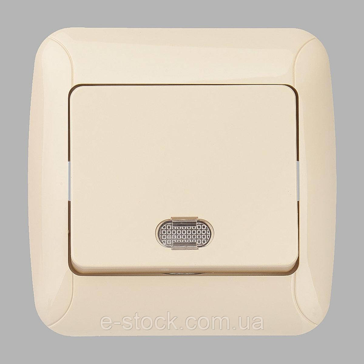 Fantasy вимикач 1-й з підсвіткою кремовий, фото 1