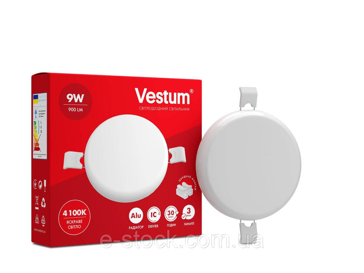 Круглий світлодіодний врізний світильник "без рамки" Vestum 9W 4100K 1-VS-5502