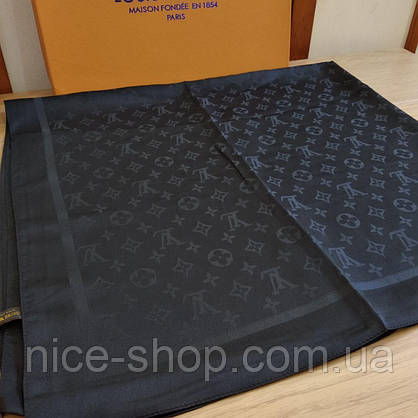Хустка Louis Vuitton шовкова чорна, фото 6