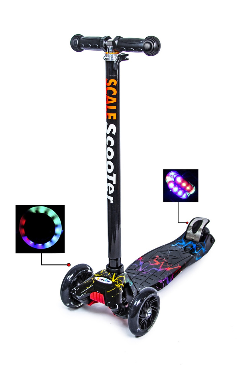 Дитячий самокат MAXI. Молния. Колеса, що світяться!