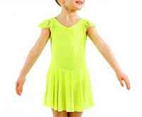Купальник детский для танцев с юбкой из сетки с коротким рукавом Rivage Line 6025 салатовый, бифлекс