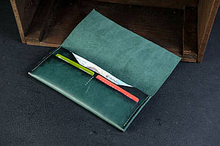 Шкіряний гаманець Молодіжний, натуральна шкіра італійський Краст, колір Зелений, фото 3